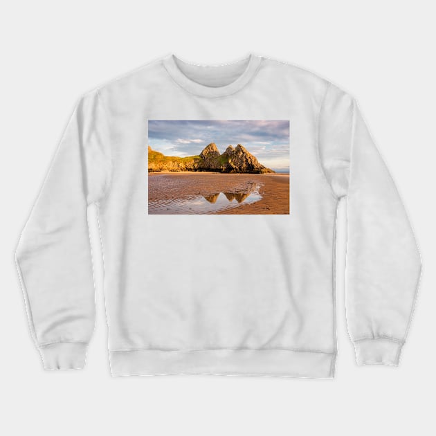 Three Cliffs Bay, Gower Crewneck Sweatshirt by dasantillo